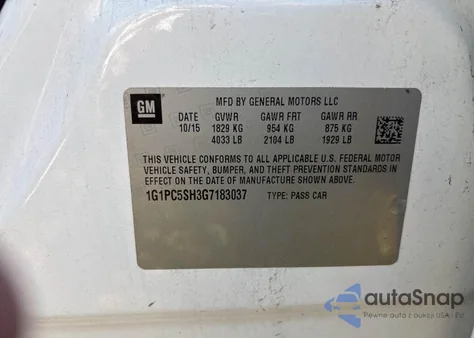 2016 Chevrolet Cruze Limited Ls из США, поврежденный, VIN 1G1PC5SH3G7183037